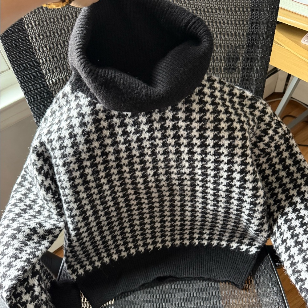 Anthropologie Black and White Turtle Neck Sweater